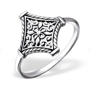 NEW 14k White Gold‎ Plated Cut Out Filigree Hollow Flower Ring, Size 7